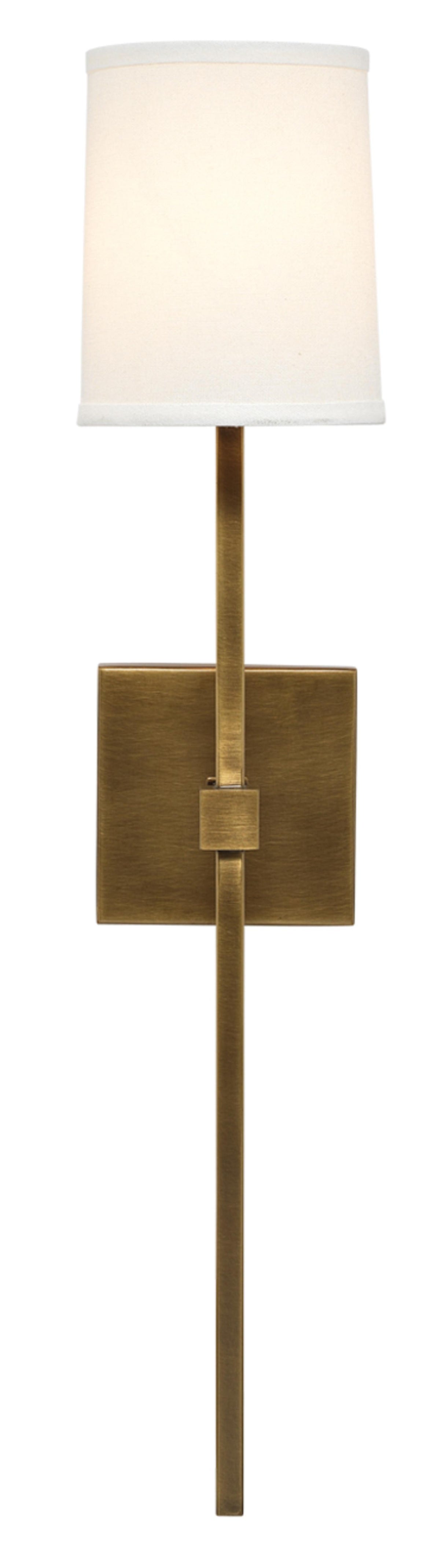 Jamie Young Minerva Wall Sconce, Antique Brass With White Linen Shade