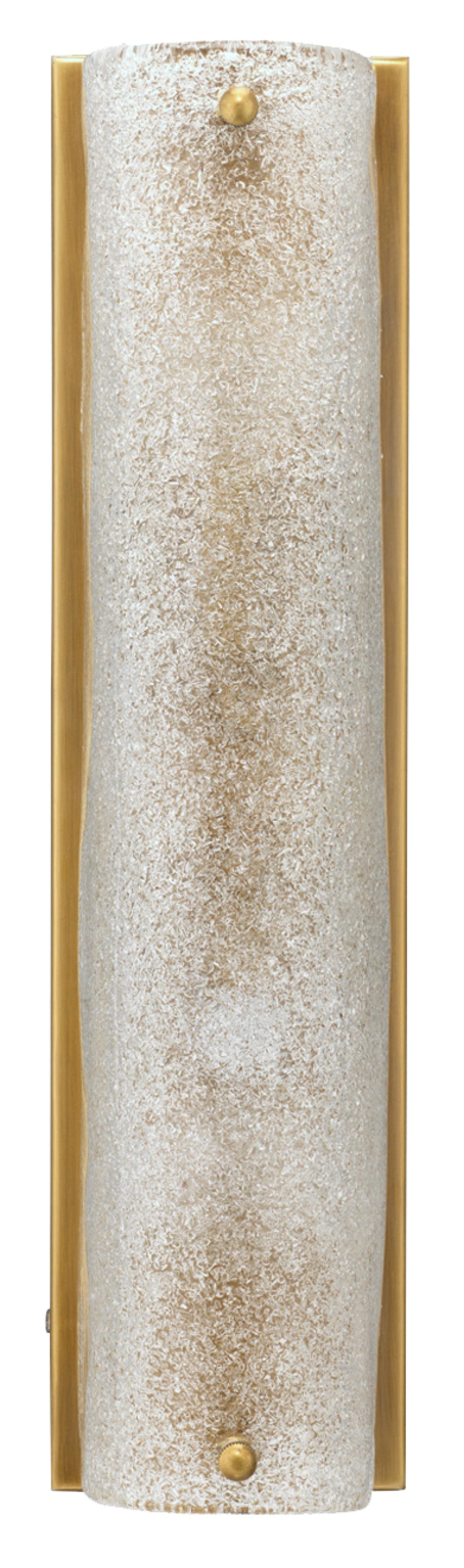 Jamie Young Moet Double Rounded Sconce, Textured Melted Ice Glass and Antique Brass Metal