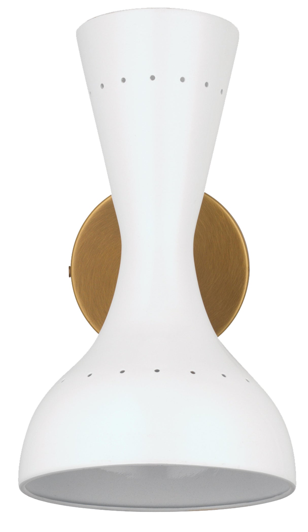 Jamie Young Pisa 1-Light Wall Sconce, White Lacquer and Antique Brass Metal