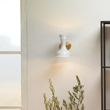 Jamie Young Pisa 1-Light Wall Sconce, White Lacquer and Antique Brass Metal