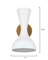 Jamie Young Pisa 1-Light Wall Sconce, White Lacquer and Antique Brass Metal