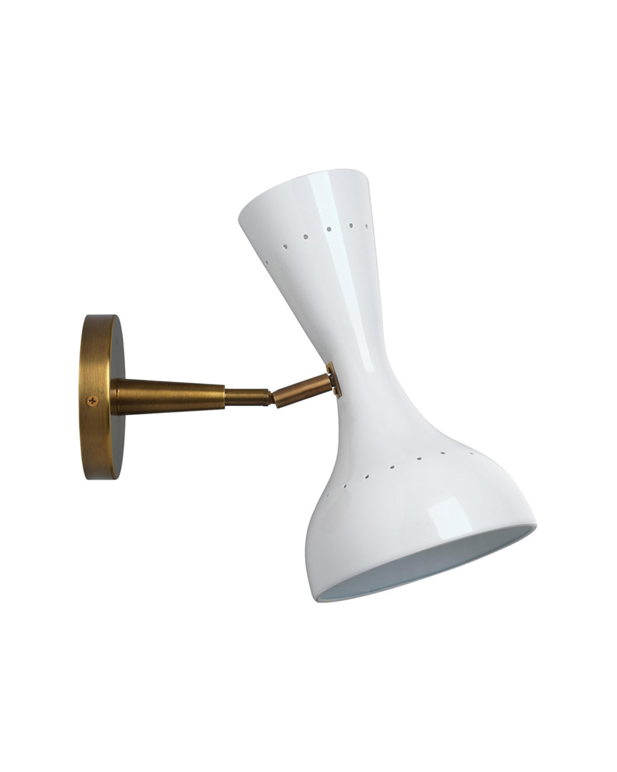 Jamie Young Pisa 1-Light Wall Sconce, White Lacquer and Antique Brass Metal