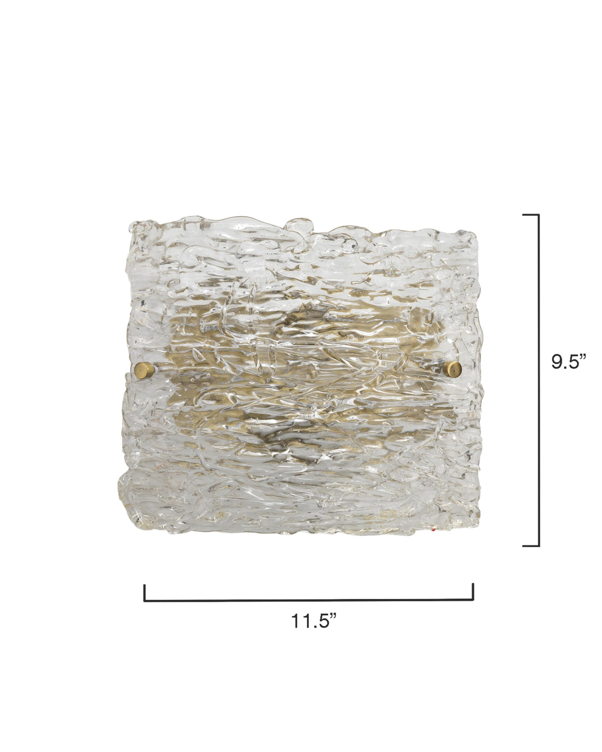 Jamie Young Swan Curved Glass Sconce, Large, Clear Textured Glass and Antique Brass Metal