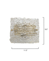 Jamie Young Swan Curved Glass Sconce, Large, Clear Textured Glass and Antique Brass Metal