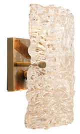 Jamie Young Swan Curved Glass Sconce, Large, Clear Textured Glass and Antique Brass Metal