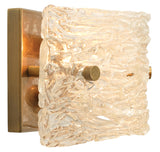 Jamie Young Swan Curved Glass Sconce, Small, Clear Textured Glass and Antique Brass Metal