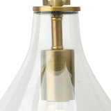 Jamie Young Tear Drop Hanging Wall Sconce, Clear Glass and Antique Brass
