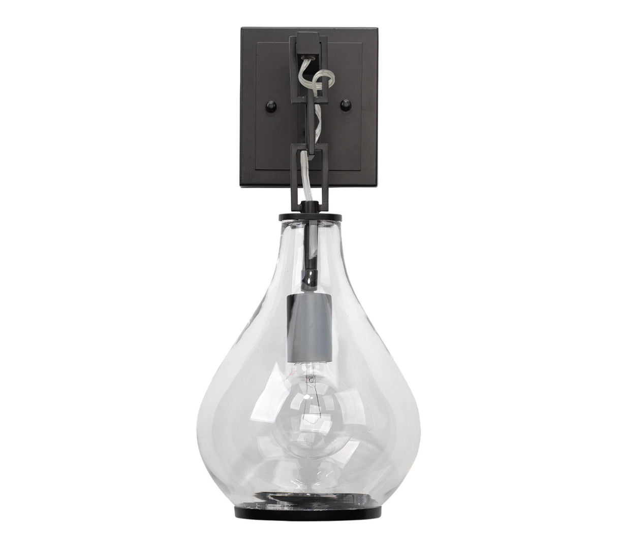 Jamie Young Tear Drop Hanging Wall Sconce, Clear Glass and Bronze