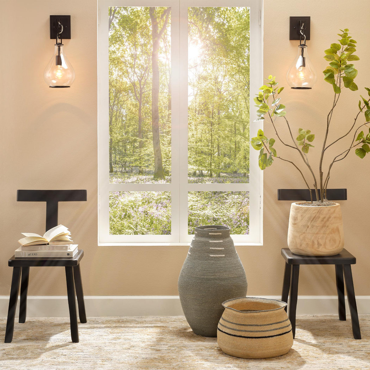 Jamie Young Tear Drop Hanging Wall Sconce, Clear Glass and Bronze