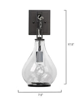 Jamie Young Tear Drop Hanging Wall Sconce, Clear Glass and Bronze