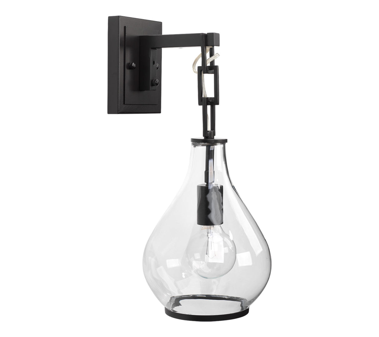 Jamie Young Tear Drop Hanging Wall Sconce, Clear Glass and Bronze