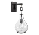 Jamie Young Tear Drop Hanging Wall Sconce, Clear Glass and Bronze