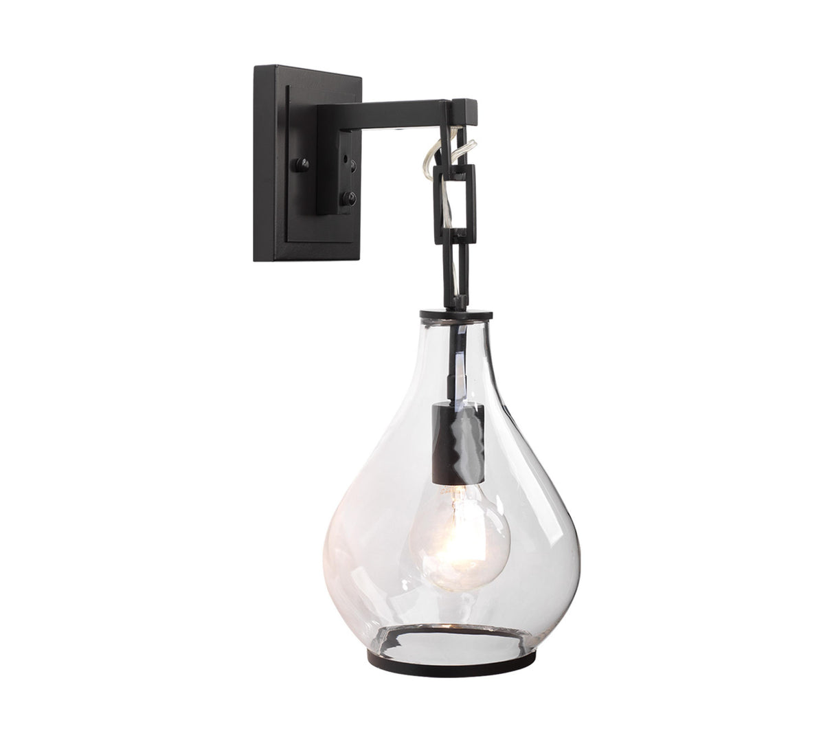 Jamie Young Tear Drop Hanging Wall Sconce, Clear Glass and Bronze