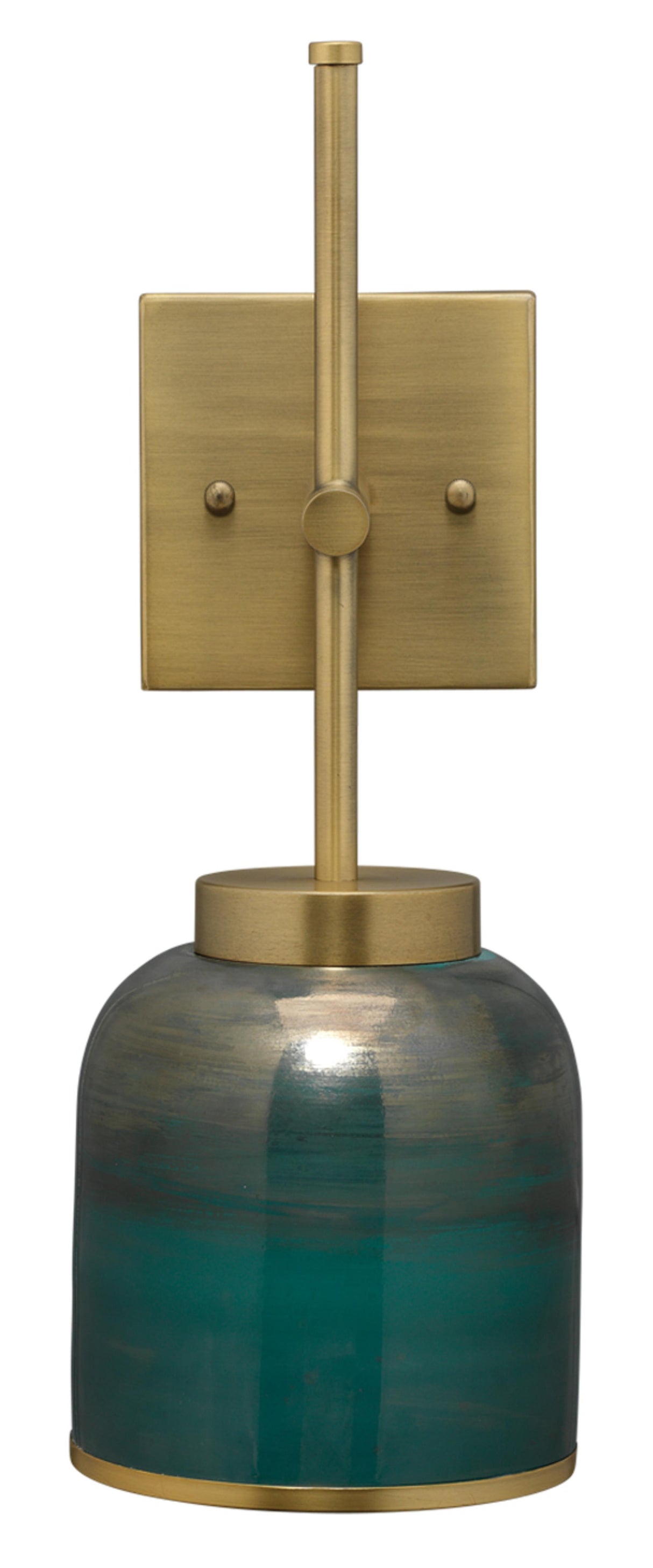 Jamie Young Vapor Single Sconce, Antique Brass and Aqua Metallic Glass