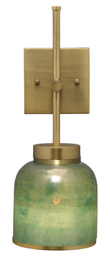 Jamie Young Vapor Single Sconce, Antique Brass and Aqua Metallic Glass