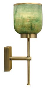 Jamie Young Vapor Single Sconce, Antique Brass and Aqua Metallic Glass