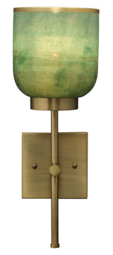Jamie Young Vapor Single Sconce, Antique Brass and Aqua Metallic Glass