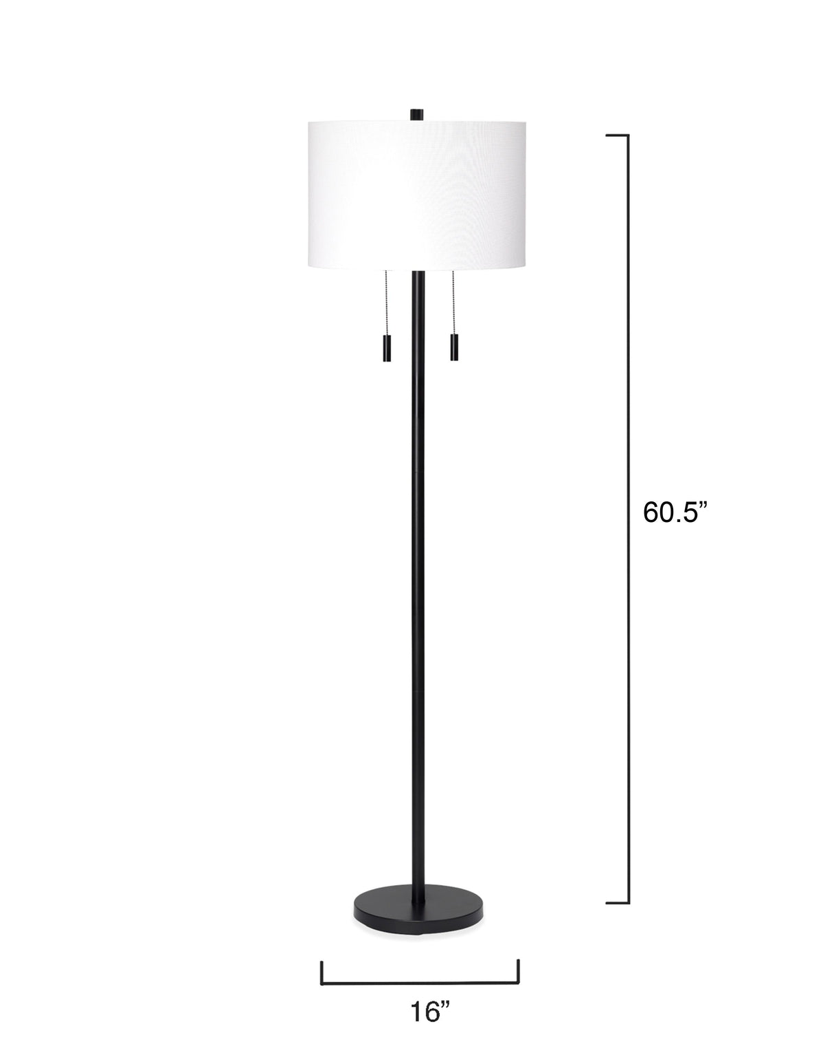 Jamie Young Lincoln 2-Light Metal Floor Lamp, Black