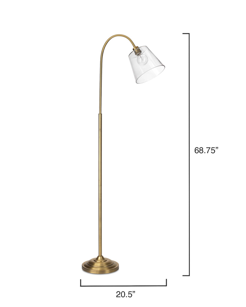 Jamie Young Swan Antique Brass / Clear Glass Floor Lamps