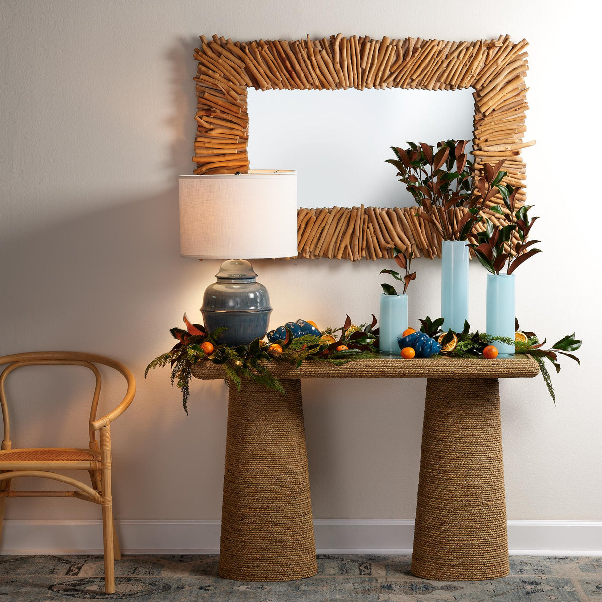 Jamie Young Kaya Ceramic Table Lamp with Linen Shade