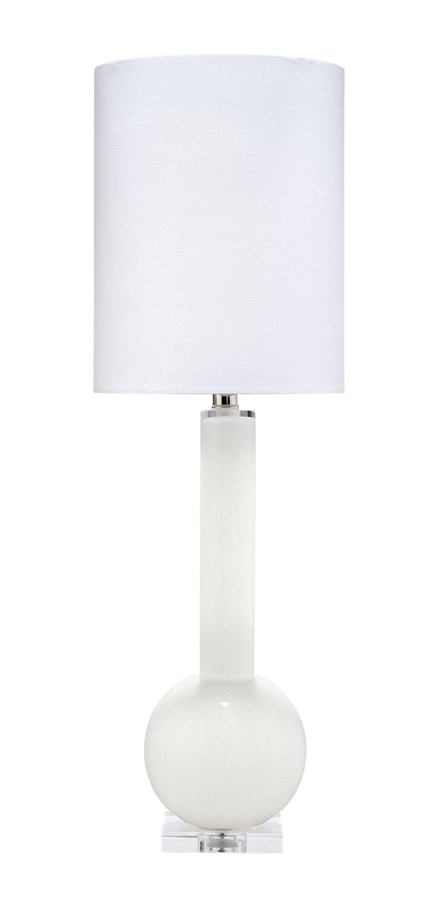 Jamie Young Studio Table Glass Lamp, With Tall Thin Drum Shade, White