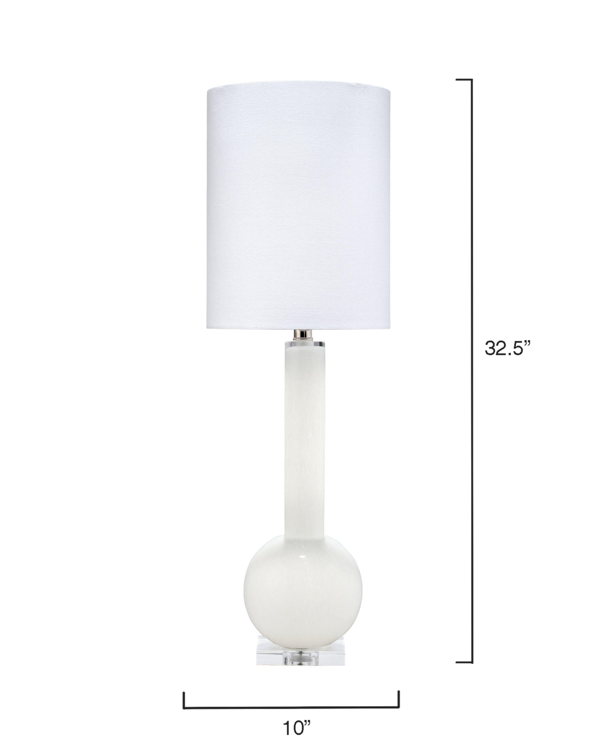 Jamie Young Studio Table Glass Lamp, With Tall Thin Drum Shade, White