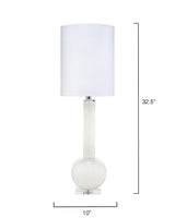 Jamie Young Studio Table Glass Lamp, With Tall Thin Drum Shade, White