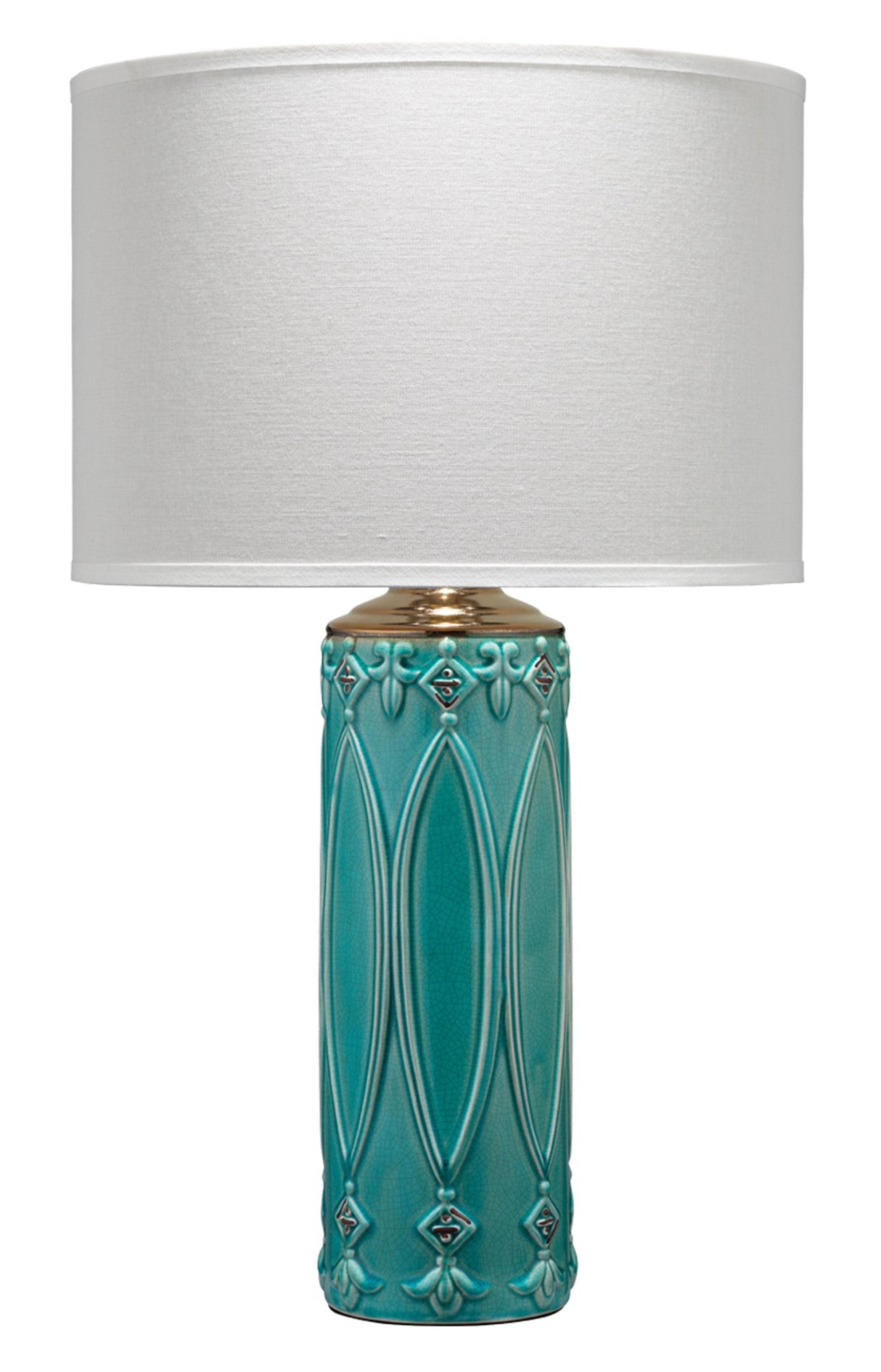 Jamie Young Tabitha Ceramic Table Lamp with Linen Shade, Turquoise