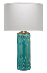 Jamie Young Tabitha Ceramic Table Lamp with Linen Shade, Turquoise