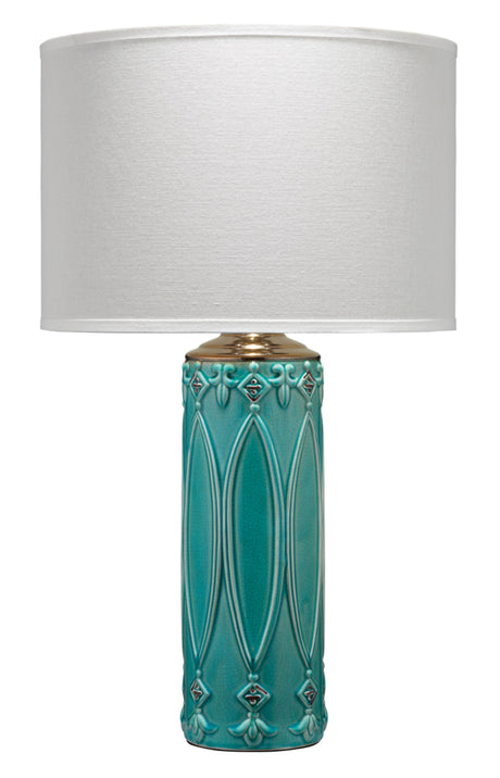 Jamie Young Tabitha Ceramic Table Lamp with Linen Shade, Turquoise