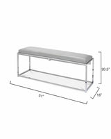 Jamie Young Shelby Leather Bench, Grey