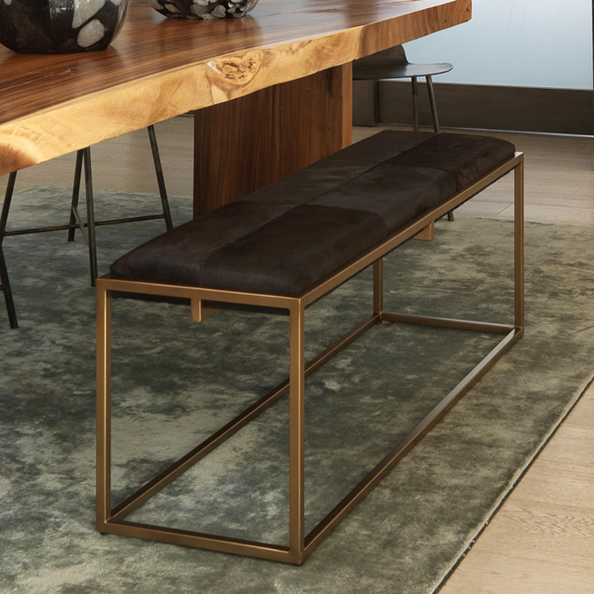 Jamie Young Shelby Hide Bench, Brown