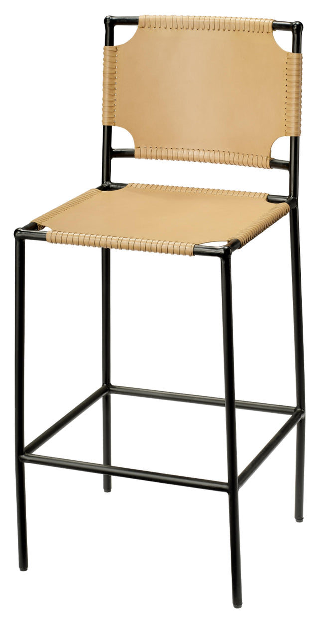 Jamie Young Asher Leather Bar Stool, Cashew