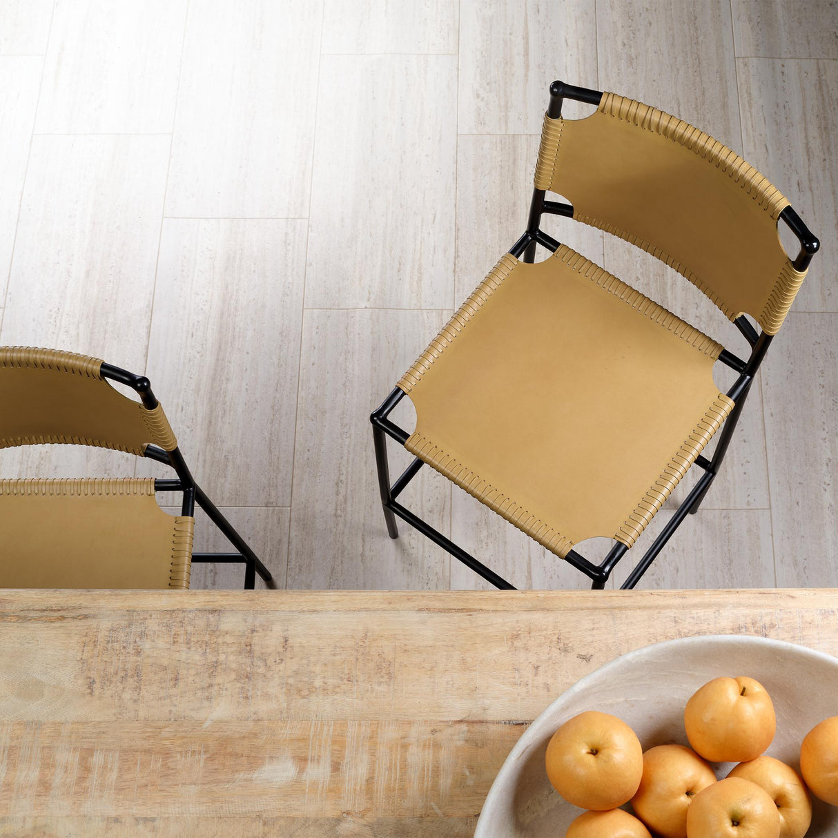 Jamie Young Asher Leather Bar Stool, Cashew