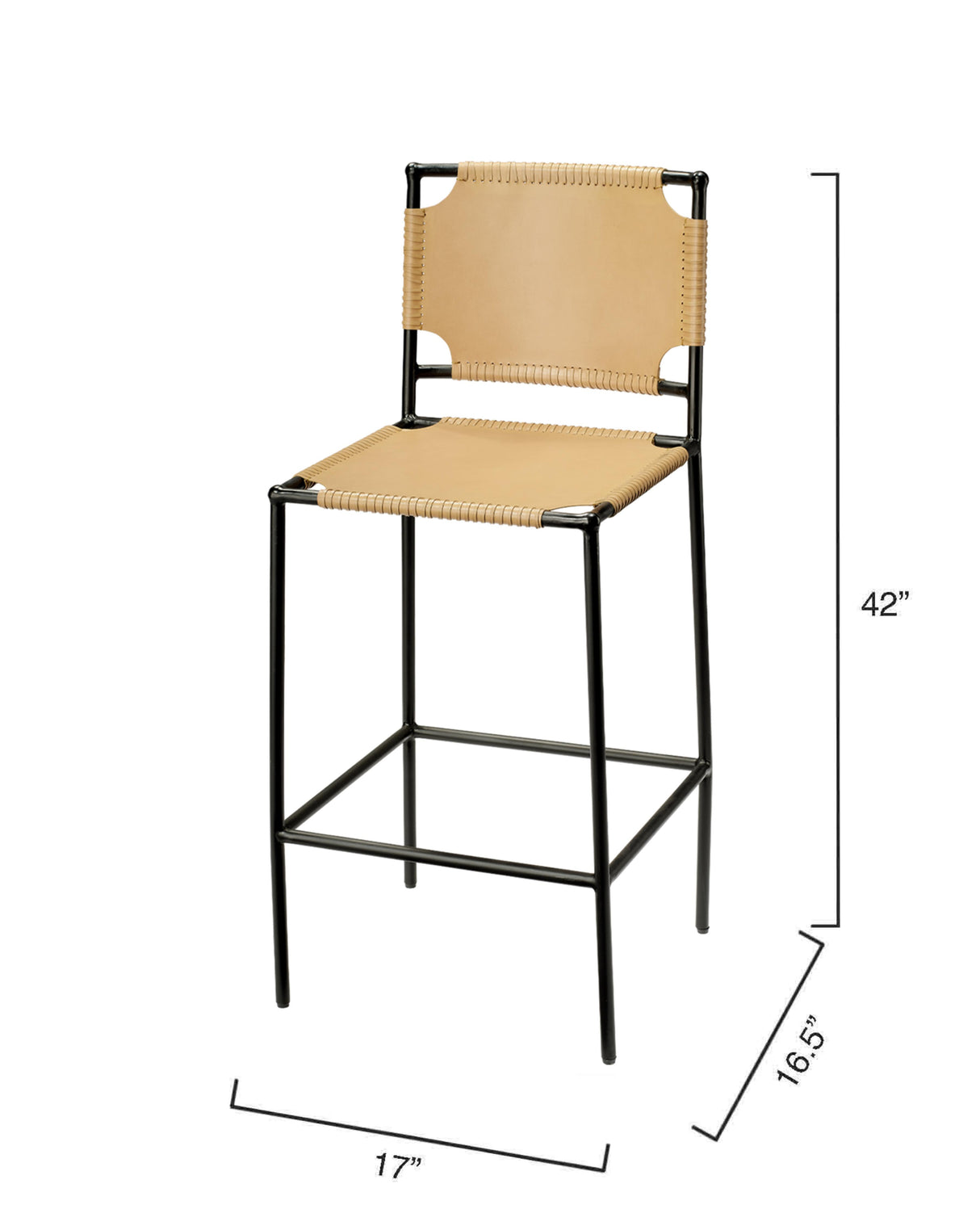Jamie Young Asher Leather Bar Stool, Cashew