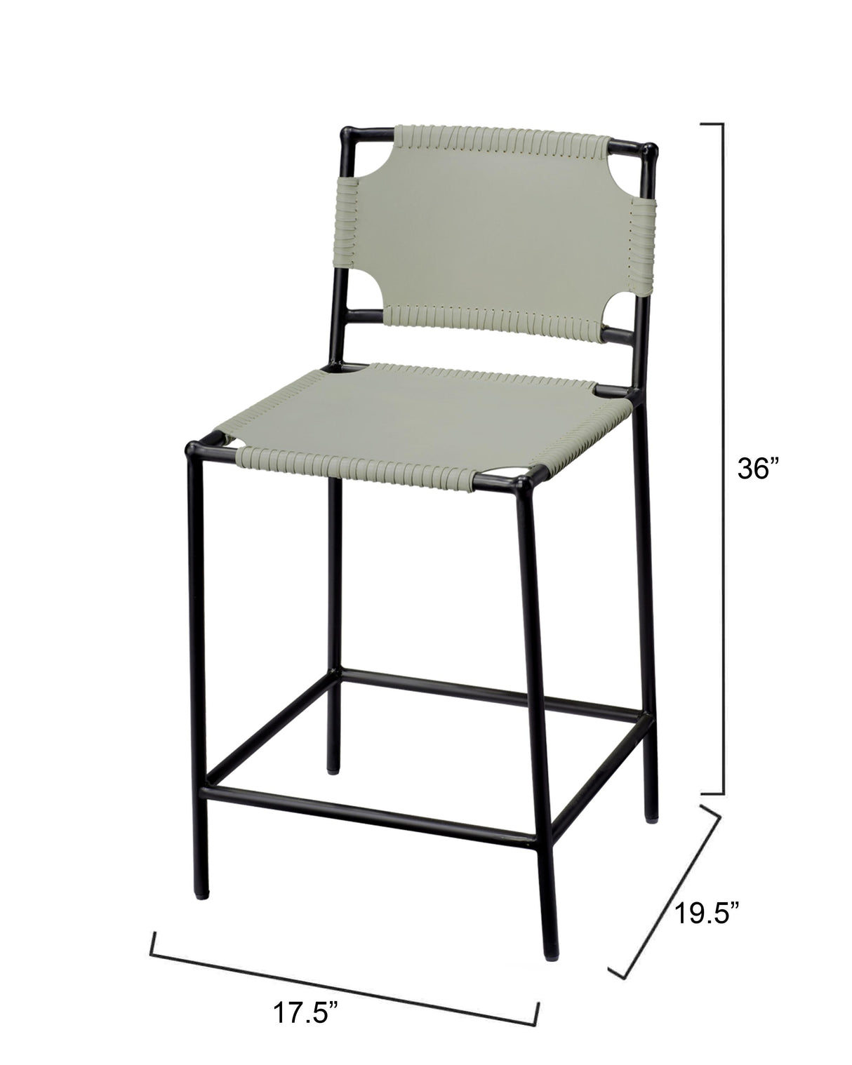 Jamie Young Asher Leather Counter Stool, Grey