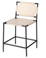 Jamie Young Asher Leather Counter Stool, White