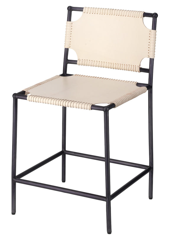 Jamie Young Asher Leather Counter Stool, White