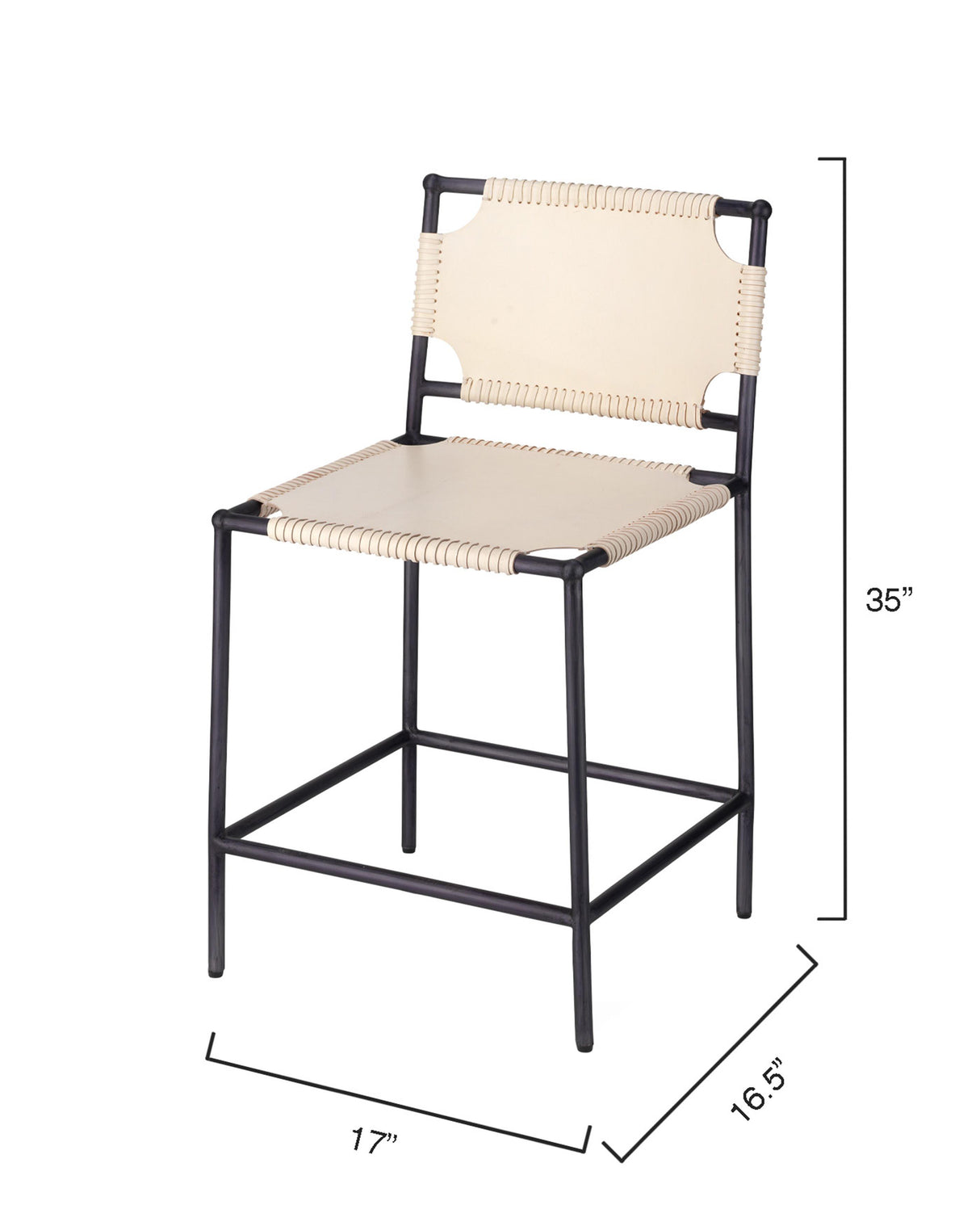 Jamie Young Asher Leather Counter Stool, White