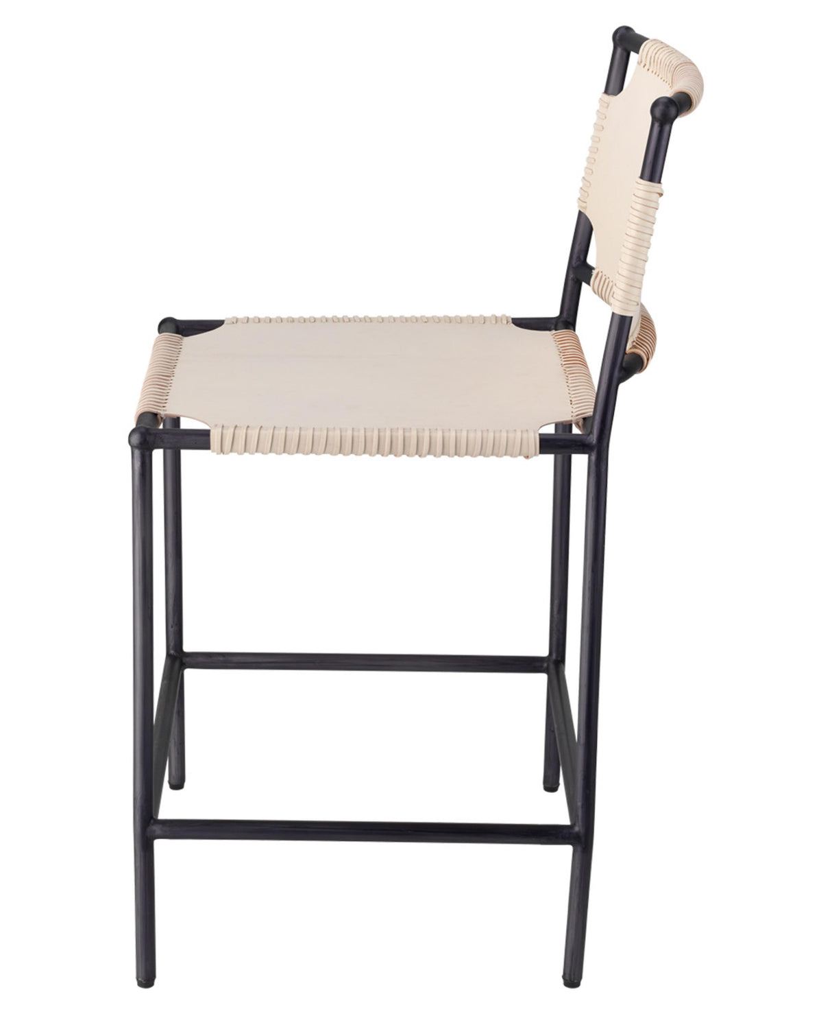 Jamie Young Asher Leather Counter Stool, White