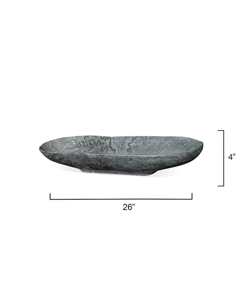 Jamie Young Long Oval Marble Bowl Grey Accents