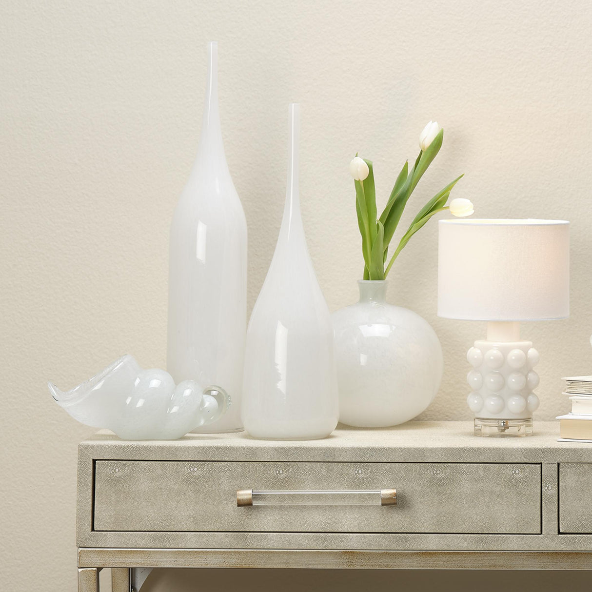 Jamie Young Minx Decorative Glass Vases (set of 2), White