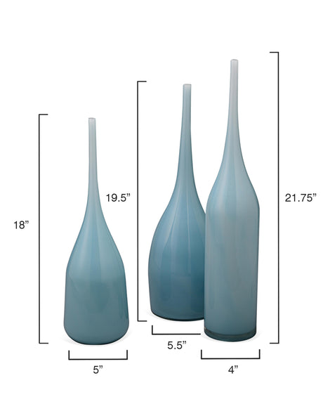 Jamie Young Pixie Decorative Glass Vases (set of 3), Blue