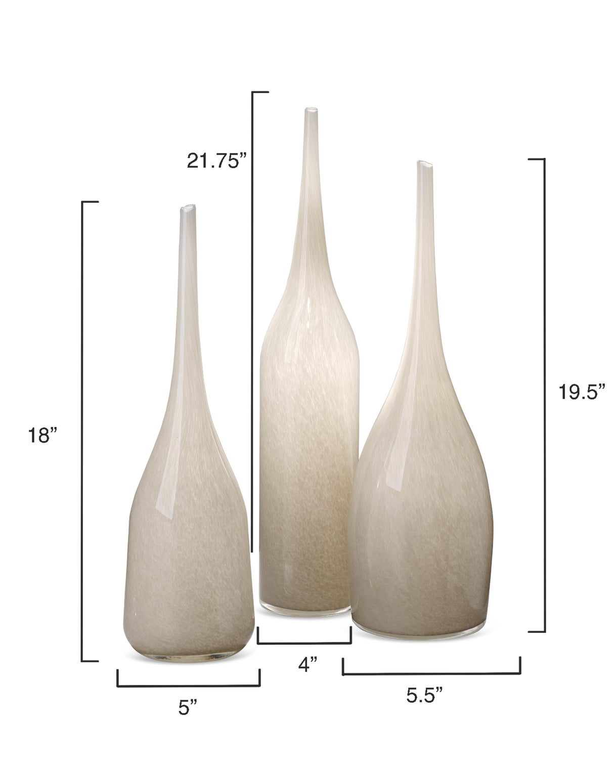 Jamie Young Pixie Decorative Glass Vases (set of 3), Grey