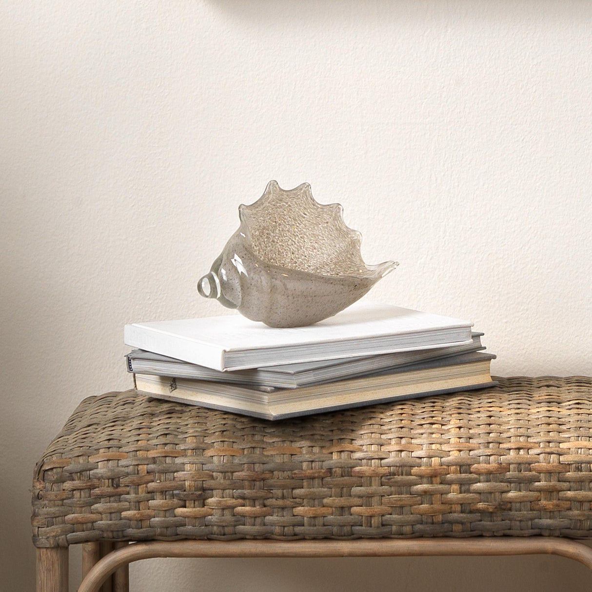 Jamie Young Triton Hand Blown Decorative Glass Shell, Grey