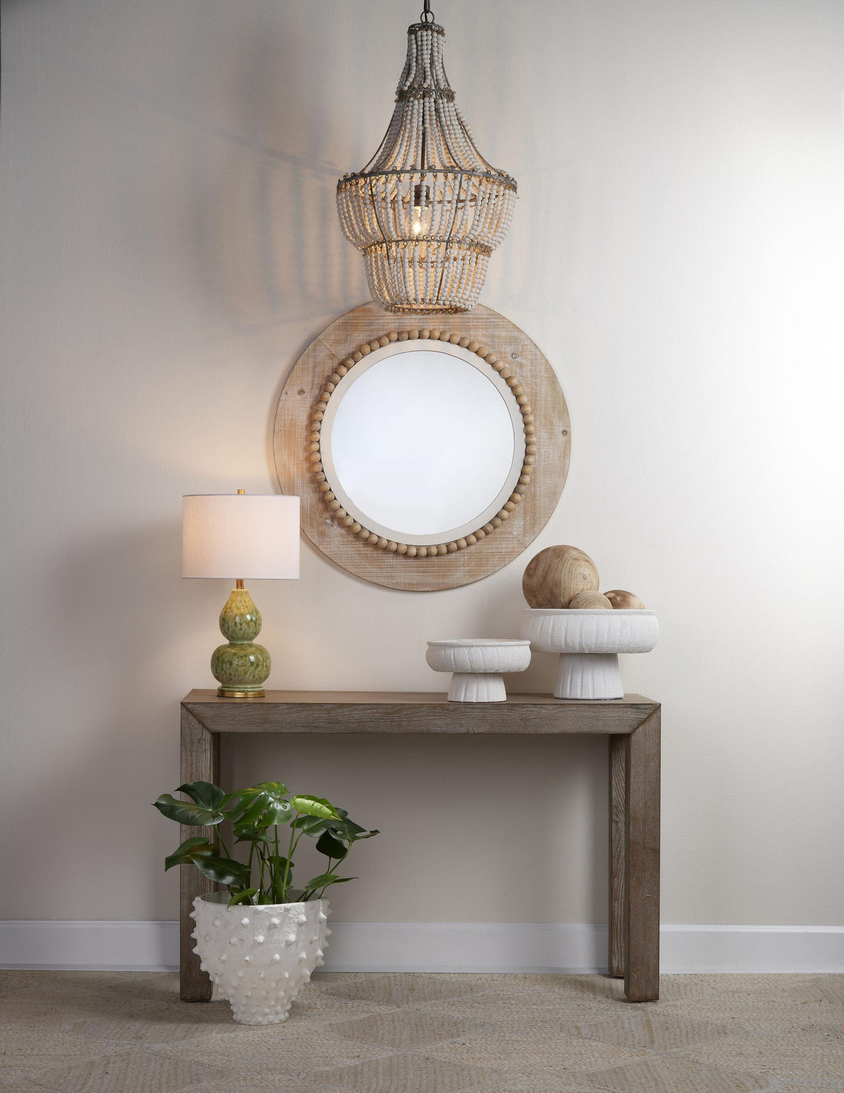 Jamie Young Blanca Wood Beaded 1-Light Chandelier