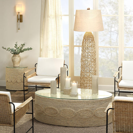 Jamie Young Barbados Oval Corn-Straw Coffee Table