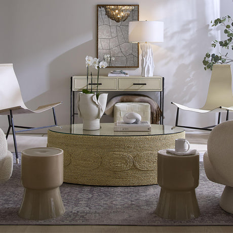 Jamie Young Barbados Oval Corn-Straw Coffee Table