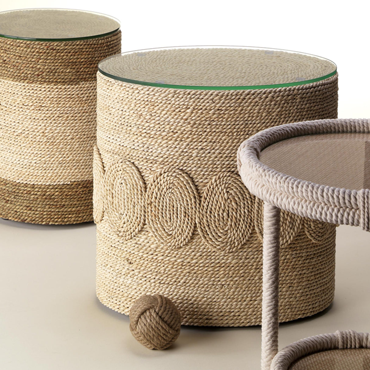 Jamie Young Barbados Oval Corn-Straw Side Table