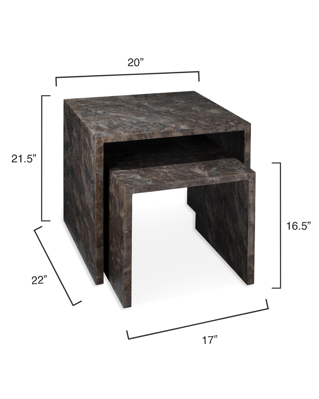 Jamie Young Bedford Wood Set of 2 Nesting Tables, Charcoal
